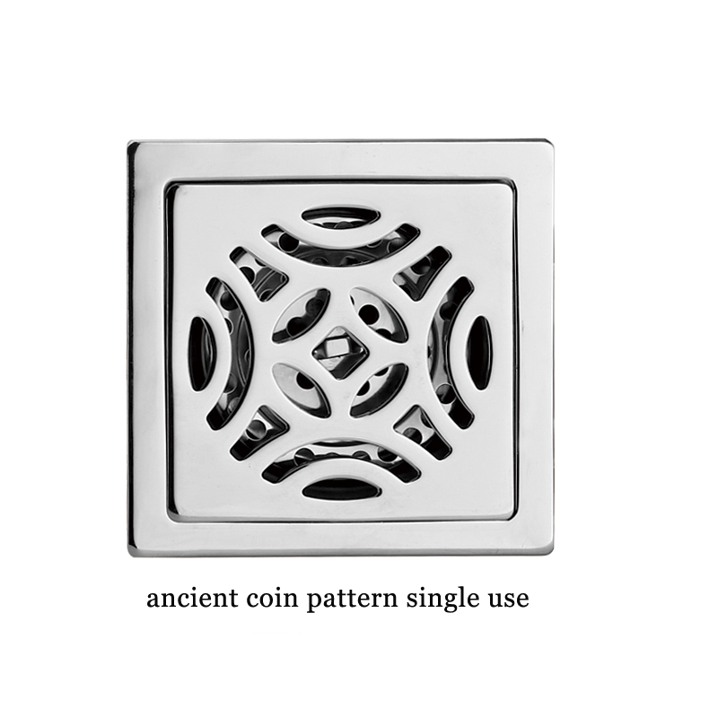 Square 6mm Thick 4 Дюймно 201 Stainless Steel Apple Pattern Bathroom Shower Floor Drain with Copper Odor Proof Self Seal Core