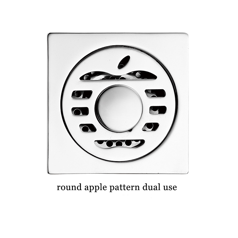 Hot Square 6mm Thick 4 Дюймно 201 Stainless Steel Round Apple Pattern Bathroom Shower Brass Anti Odor Floor Drain with Bayonet —XINZHIJIA/XUNJIA