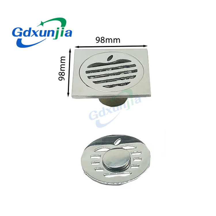 Hot Square 6mm Thick 4 Дюймно 201 Stainless Steel Round Apple Pattern Bathroom Shower Brass Anti Odor Floor Drain with Bayonet —XINZHIJIA/XUNJIA