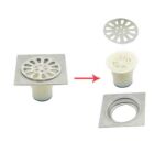 Sanding Square 10*10cm 2mm Thick 201 Stainless Steel Floor Drain with Pop Up Backflow Preventer Large Straight Drainage