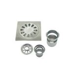 سنزیجیا/سنجیا – Bathroom 10*10cm 2mm Thick Square 304 Stainless Steel Floor Drain with Backflow Preventer Deep Water Seal Core