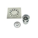 سنزیجیا/سنجیا – Bathroom 10*10cm 2mm Thick Square 304 Stainless Steel Floor Drain with Backflow Preventer Deep Water Seal Core