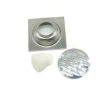 مربع 10*10 سنتيمتر 3 مللي متر سميك سوس 201 تصريف أرضي خطي من الفولاذ المقاوم للصدأ مع قلب مانع للرائحة من مادة PVC