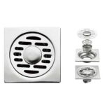 xunjia/ژنزھیجا – 10*10cm 2mm Thick 201 Stainless Steel Water Drop Like Square Floor Drain with Common Odor Proof Core