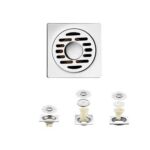 مربع 10*10cm 2mm موٹا 304 پیویسی گند پروف سیل کور کے ساتھ سٹینلیس سٹیل لکیری فلور ڈرین