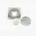 مربع 10*10cm 2mm موٹا 304 پیویسی گند پروف سیل کور کے ساتھ سٹینلیس سٹیل لکیری فلور ڈرین