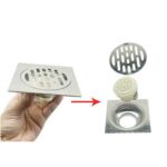 مربع 10*10cm 2mm موٹا 304 پیویسی گند پروف سیل کور کے ساتھ سٹینلیس سٹیل لکیری فلور ڈرین