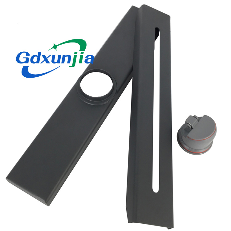 ท่อระบายน้ำพื้นทรงตรงยาว รางน้ำสี่เหลี่ยมขนาดใหญ่ สีเทาปืน