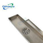 تصريف كبير غير مرئي، تصريف أرضي من الفولاذ المقاوم للصدأ مستطيل سميك ومخفي في الحمام